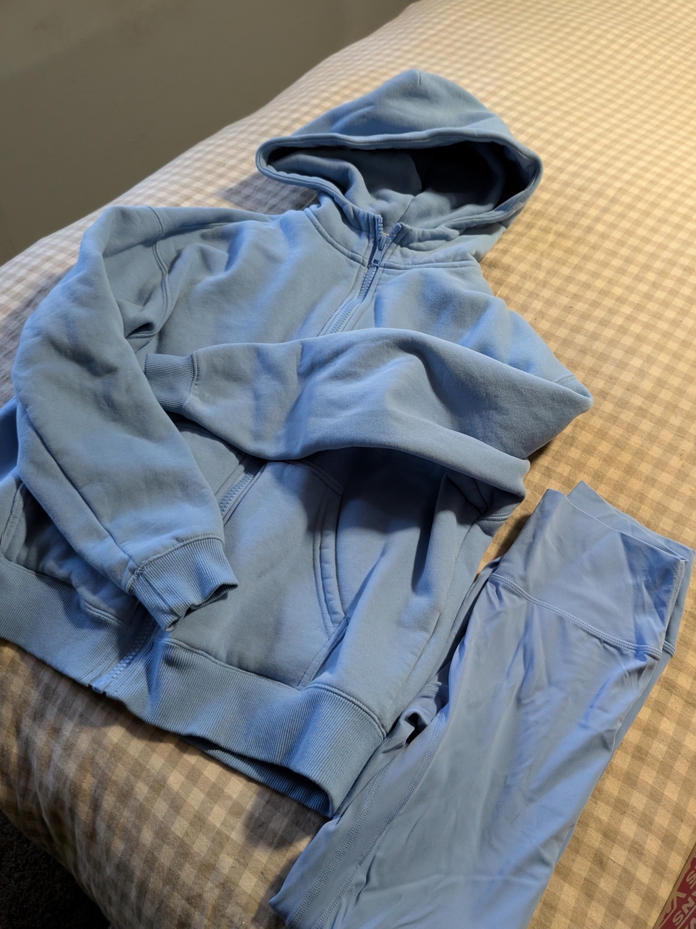 Comfort Light Blue Matching Set Zip Hoodie + Leggings Size S